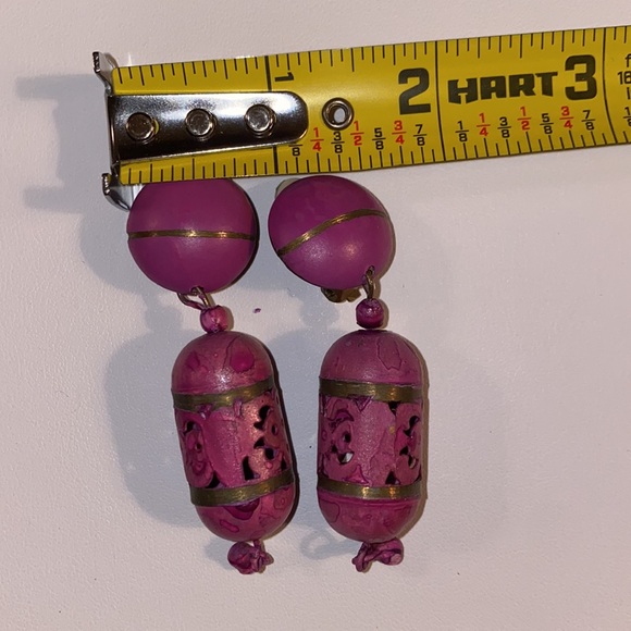 Light Purple Metal Clip Dangling Earrings - Picture 8 of 11